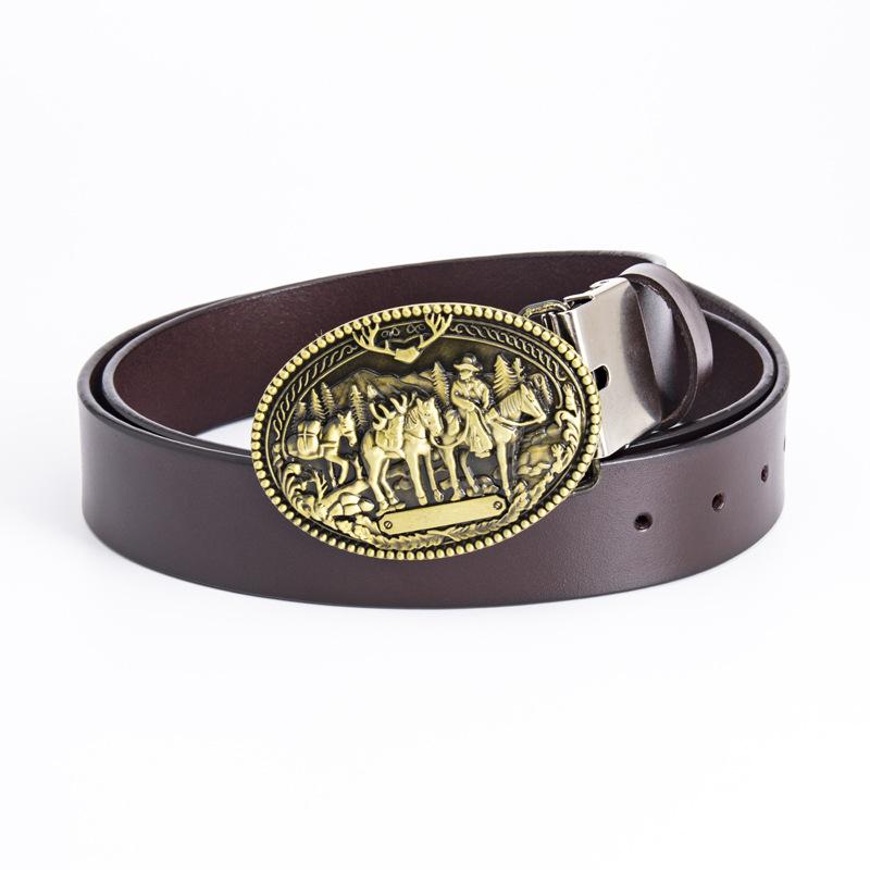 Gold buckle coffee belt Iron clip 110cm