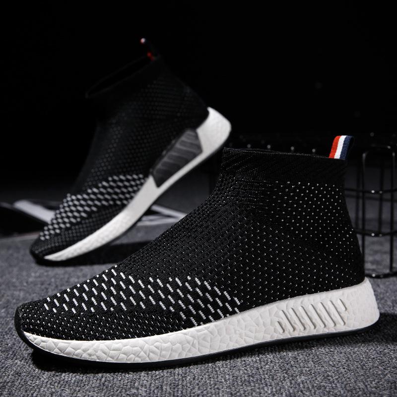 In the autumn of 2021 new lightweight fabric shoes men socks shoes flying shoes running shoes sports shoes net L05 White 6.5