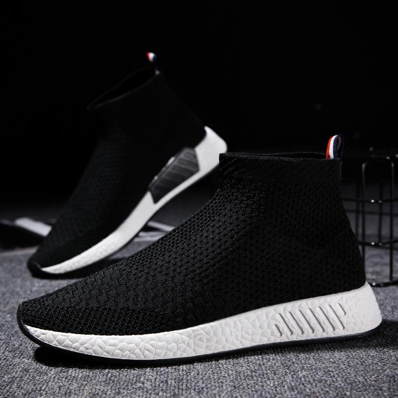 In the autumn of 2021 new lightweight fabric shoes men socks shoes flying shoes running shoes sports shoes net L05 Black 6.5