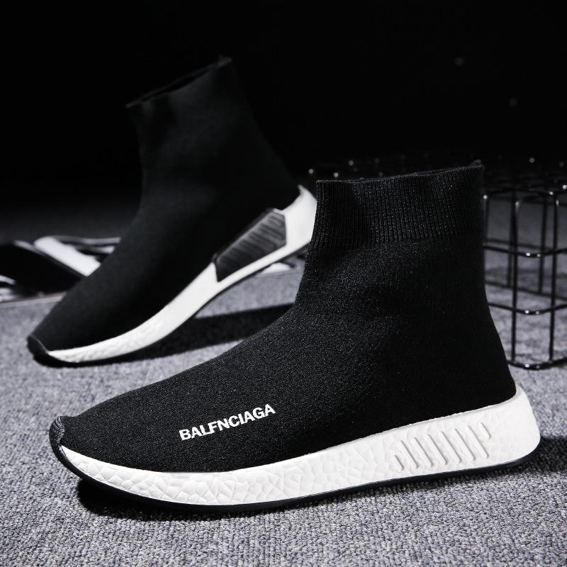 In the autumn of 2021 new lightweight fabric shoes men socks shoes flying shoes running shoes sports shoes net L06 Black 6.5