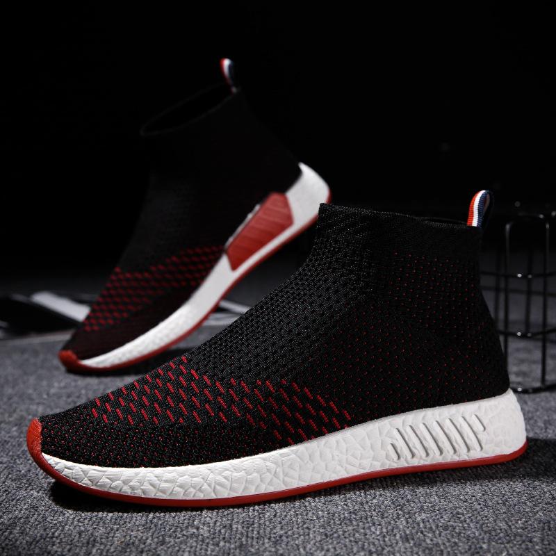 In the autumn of 2021 new lightweight fabric shoes men socks shoes flying shoes running shoes sports shoes net L05 Red 6.5