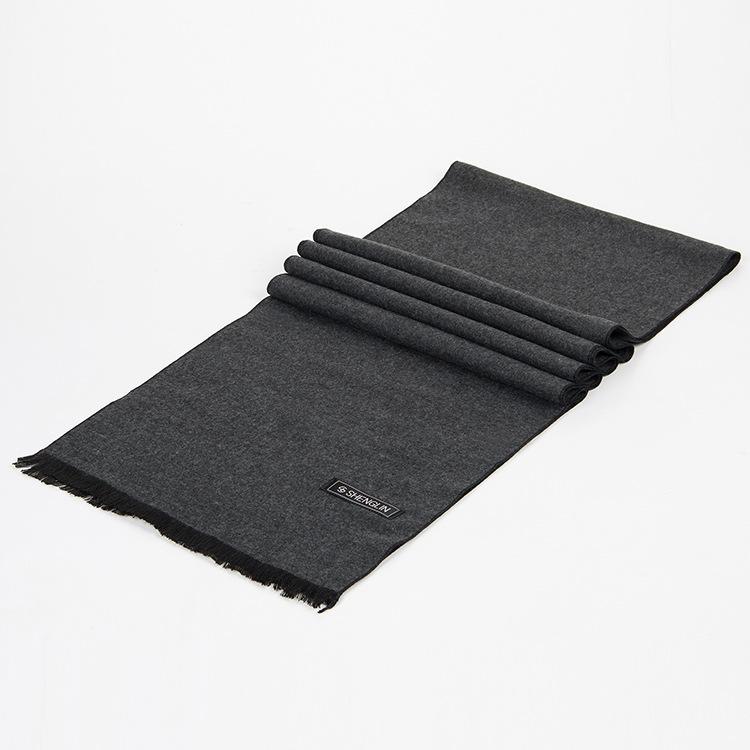New men's scarf Korean American tide wintersilk brushed silk scarf color warm scarf for men Gray