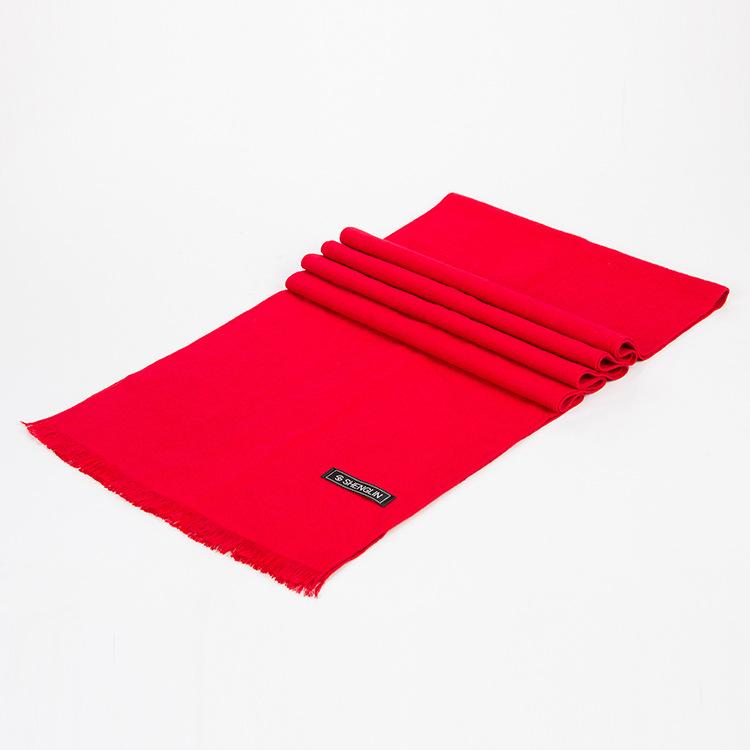 New men's scarf Korean American tide wintersilk brushed silk scarf color warm scarf for men Red
