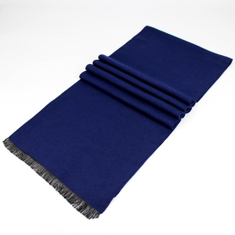New men's scarf Korean American tide wintersilk brushed silk scarf color warm scarf for men Blue