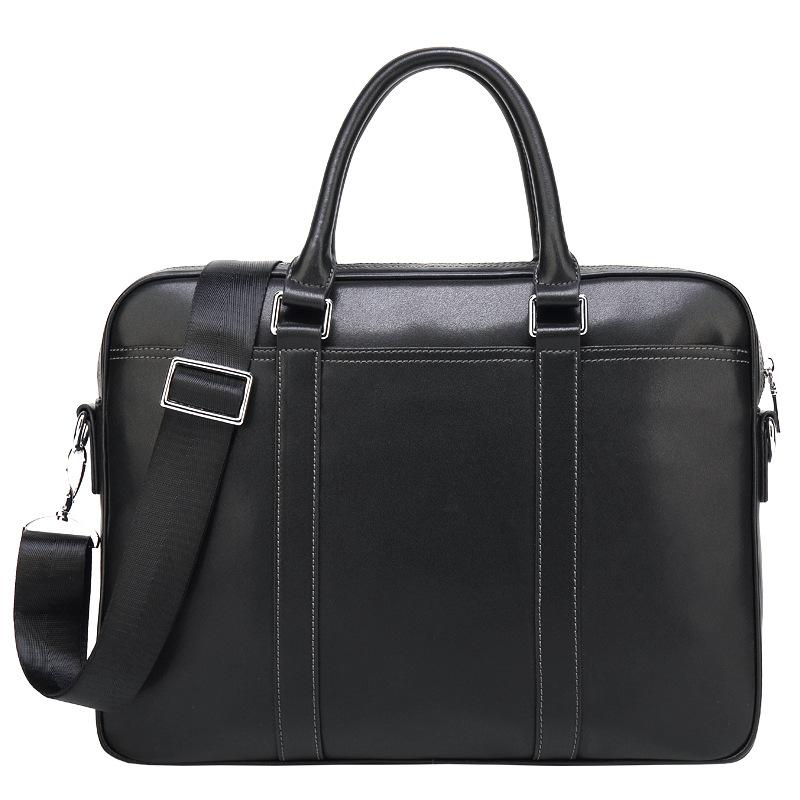 Men's leather portable briefcase file package black