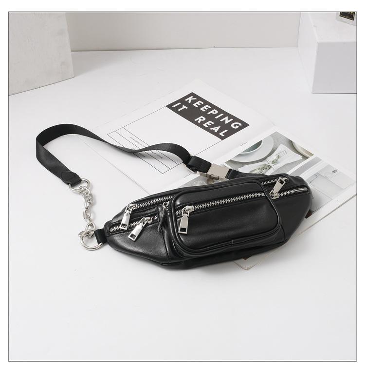 Bag Waist Bag Women'S Trendy Ins Bag 2021 New Female Bag Trendy Star With The Same Paragraph Net Celebrity Messenger Chest Bag Wild Single Shoulder 1black