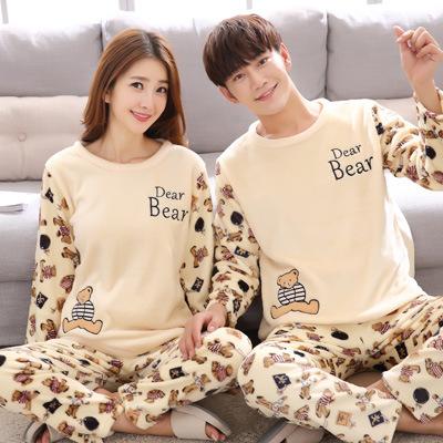 Plus Size Couple Plus Fertilizer Plus 200 Kg Plus Velvet Velvet Pajamas Women Little bear Female L