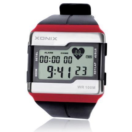 Men's Waterproof Electronic Watch With Luminous Heart Rate Heart Rate Black red