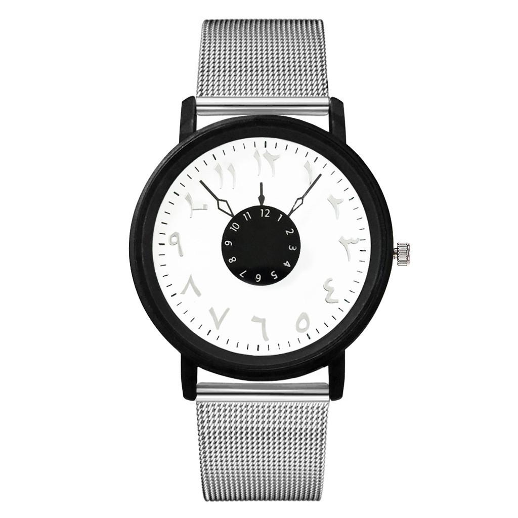 New Ultra-thin Mesh Belt Men's And Women's Casual Watch Silver white surface