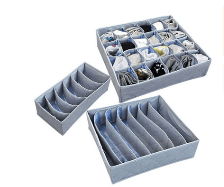 Storage box Bamboo charcoal three-piece set Grey 3pcs a set