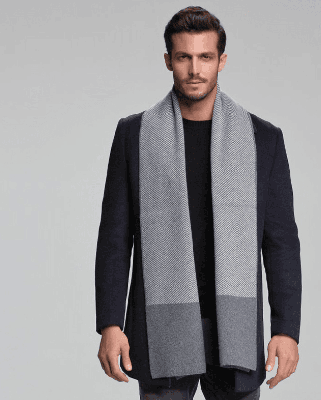 2021 autumn and winter new men's scarf cashmere tide men's business casual thick warm scarf long double-sided M5109 black ash 30x180cm