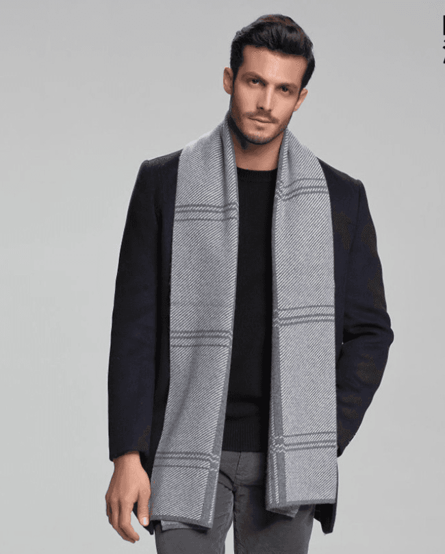 2021 autumn and winter new men's scarf cashmere tide men's business casual thick warm scarf long double-sided M5111 deep grey 30x180cm