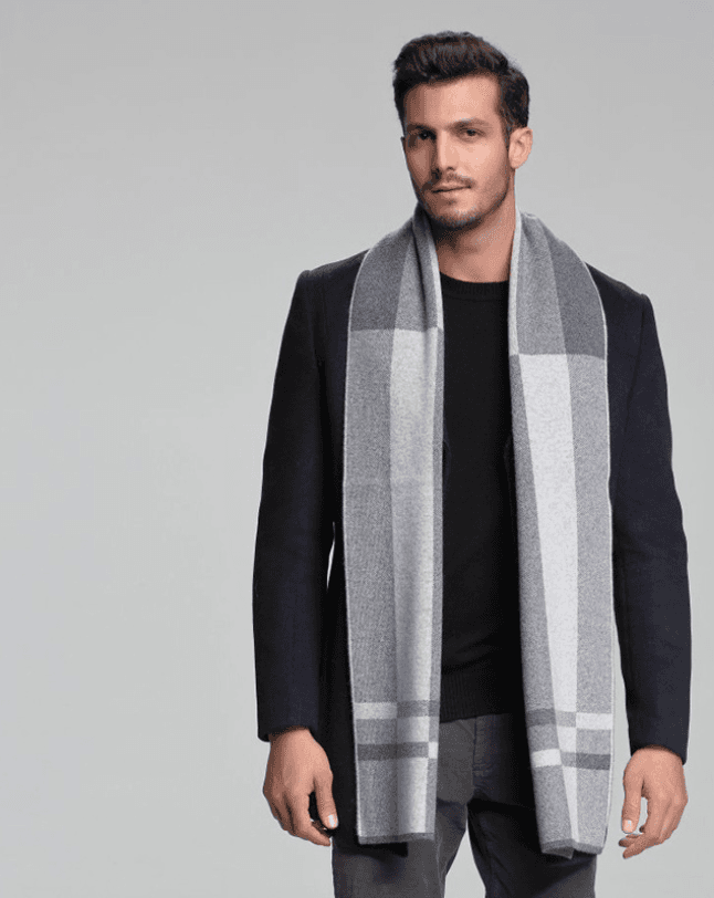 2021 autumn and winter new men's scarf cashmere tide men's business casual thick warm scarf long double-sided M5110 deep grey 30x180cm