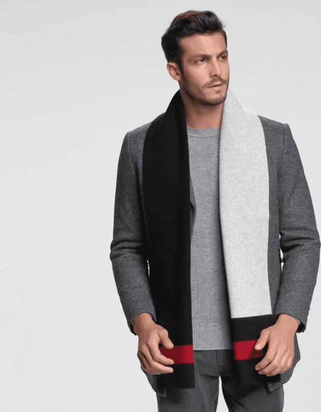 2021 autumn and winter new men's scarf cashmere tide men's business casual thick warm scarf long double-sided M5113 black ash 30x180cm