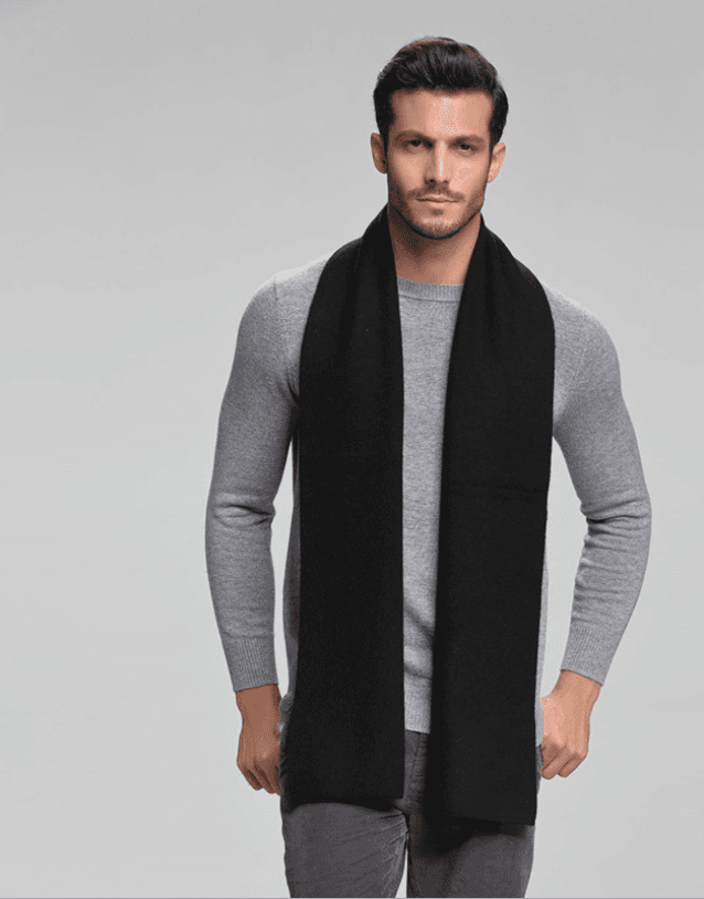 2021 autumn and winter new men's scarf cashmere tide men's business casual thick warm scarf long double-sided M5107 black 30x180cm