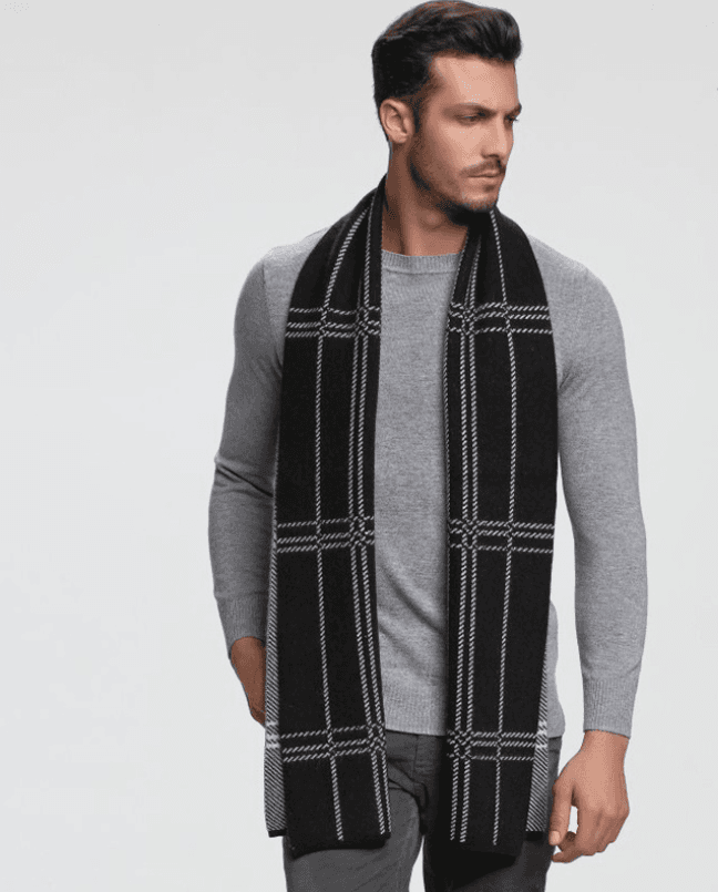 2021 autumn and winter new men's scarf cashmere tide men's business casual thick warm scarf long double-sided M5111 black ash 30x180cm