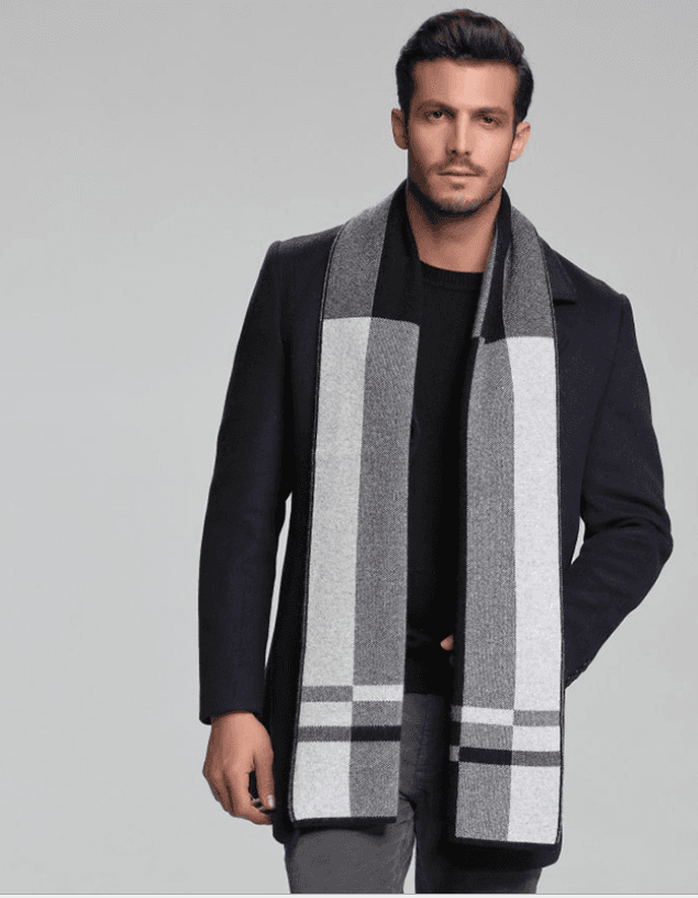 2021 autumn and winter new men's scarf cashmere tide men's business casual thick warm scarf long double-sided M5110 black ash 30x180cm