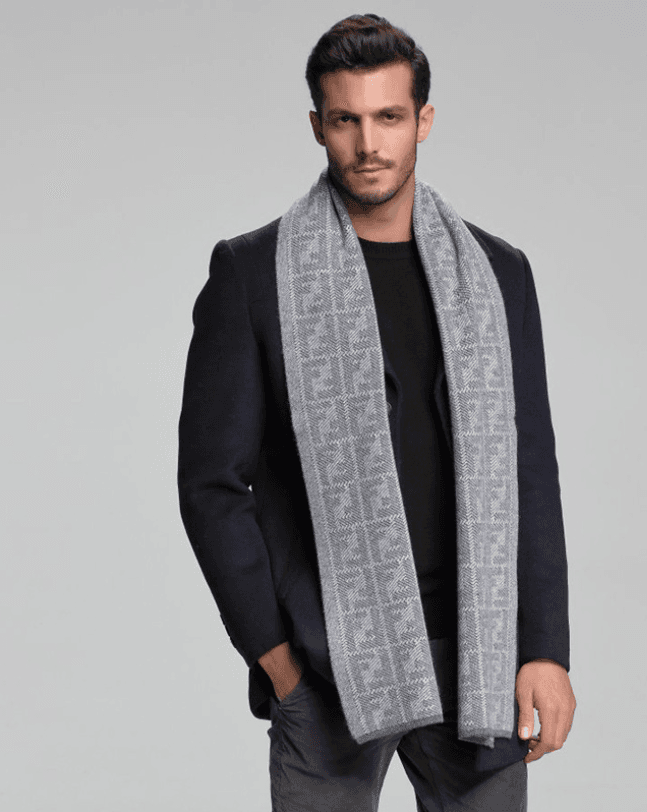2021 autumn and winter new men's scarf cashmere tide men's business casual thick warm scarf long double-sided M5106 Deep Gray Lattice 30x180cm