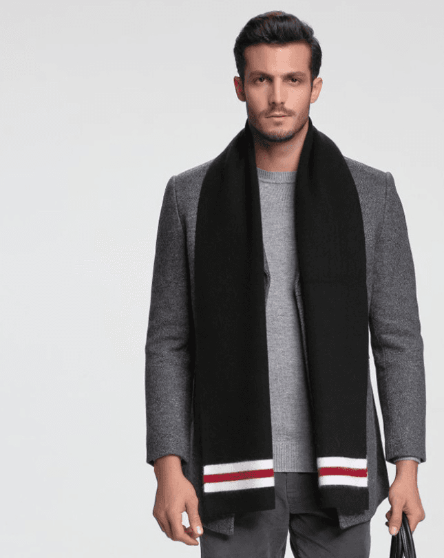 2021 autumn and winter new men's scarf cashmere tide men's business casual thick warm scarf long double-sided M5108 black 30x180cm