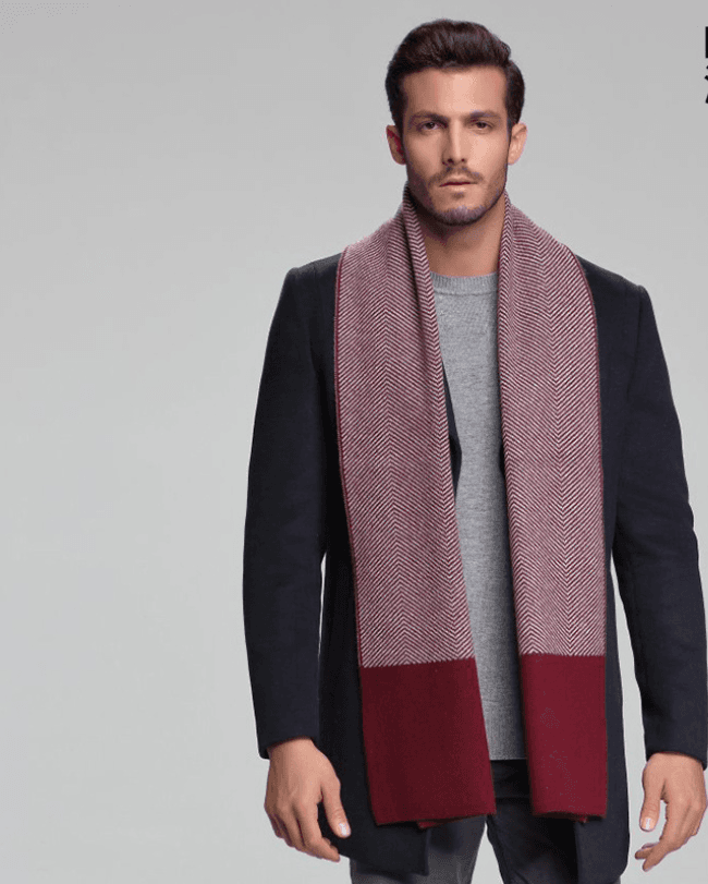 2021 autumn and winter new men's scarf cashmere tide men's business casual thick warm scarf long double-sided M5109 crimson 30x180cm