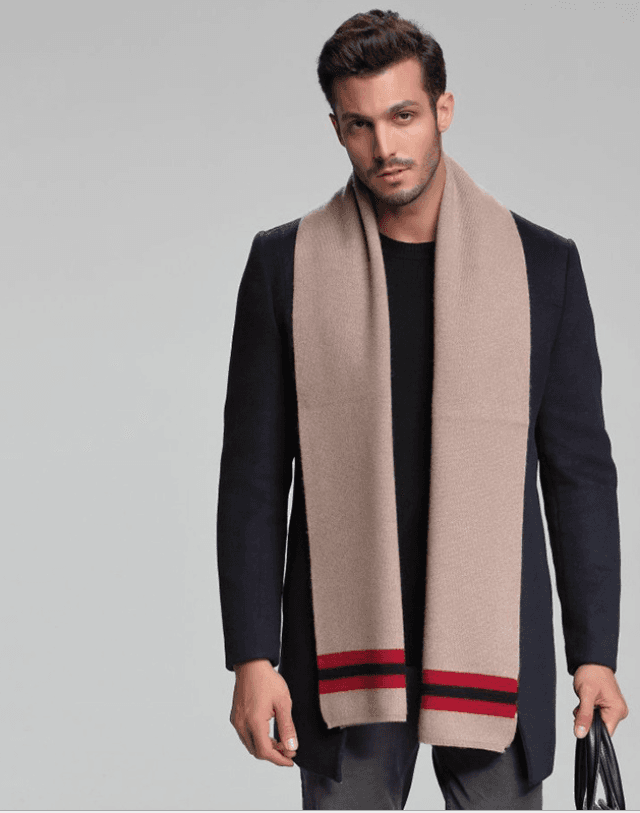 2021 autumn and winter new men's scarf cashmere tide men's business casual thick warm scarf long double-sided M5108 Camel 30x180cm