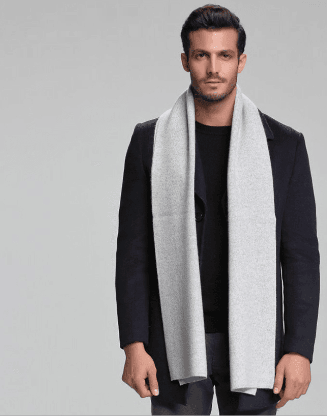 2021 autumn and winter new men's scarf cashmere tide men's business casual thick warm scarf long double-sided M5107 light grey 30x180cm