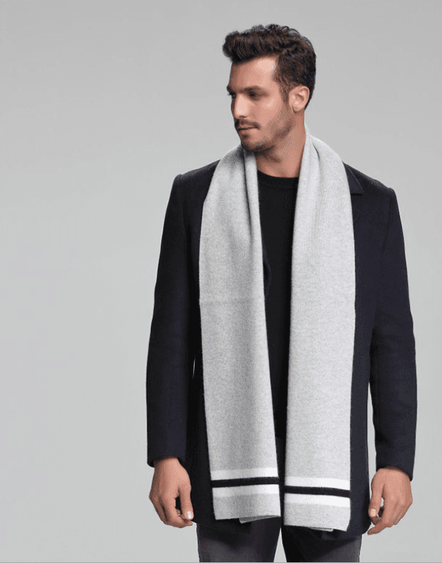 2021 autumn and winter new men's scarf cashmere tide men's business casual thick warm scarf long double-sided M5108 light grey 30x180cm