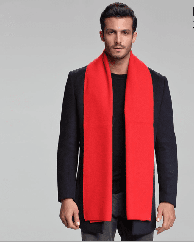 2021 autumn and winter new men's scarf cashmere tide men's business casual thick warm scarf long double-sided M5107 scarlet 30x180cm