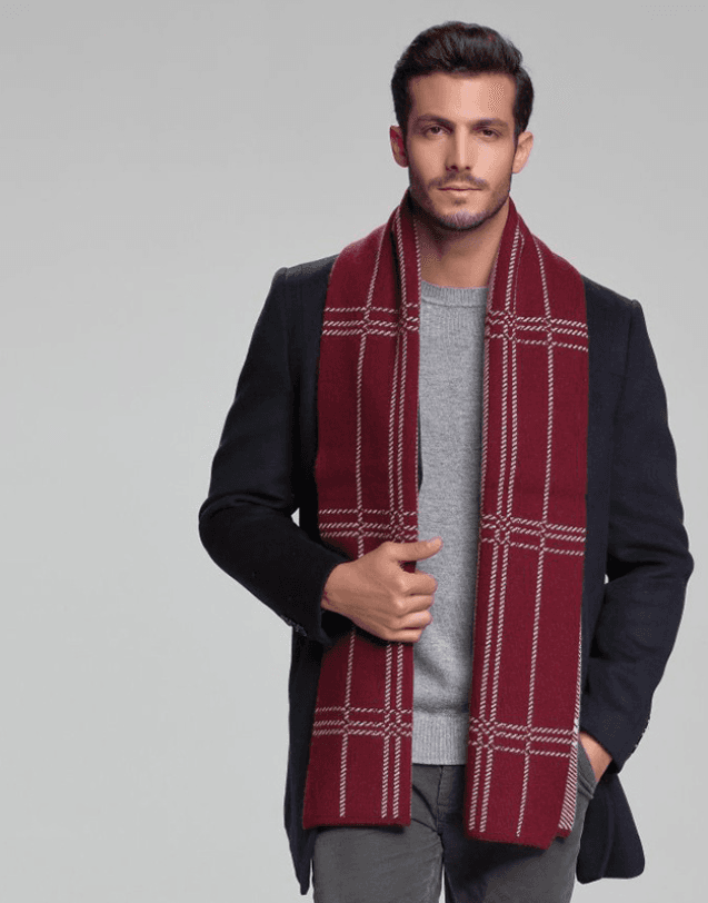 2021 autumn and winter new men's scarf cashmere tide men's business casual thick warm scarf long double-sided M5111 crimson 30x180cm