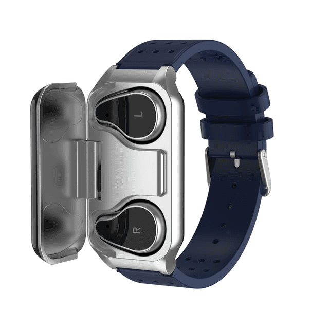 Watch Bluetooth headset dual in one Blue Silicone strap