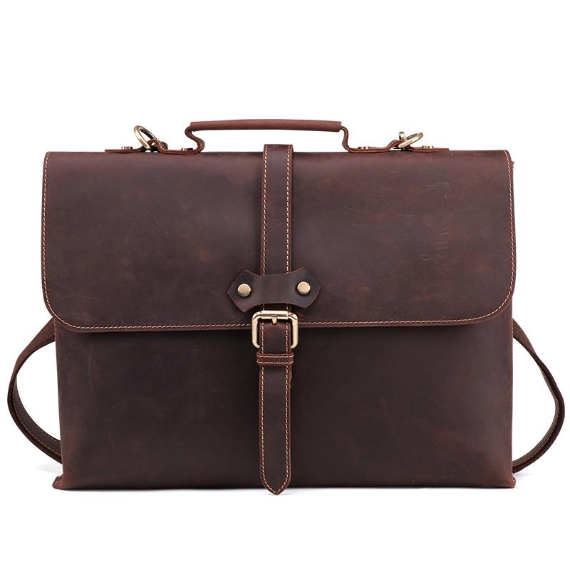 Leather men's briefcase Coffee