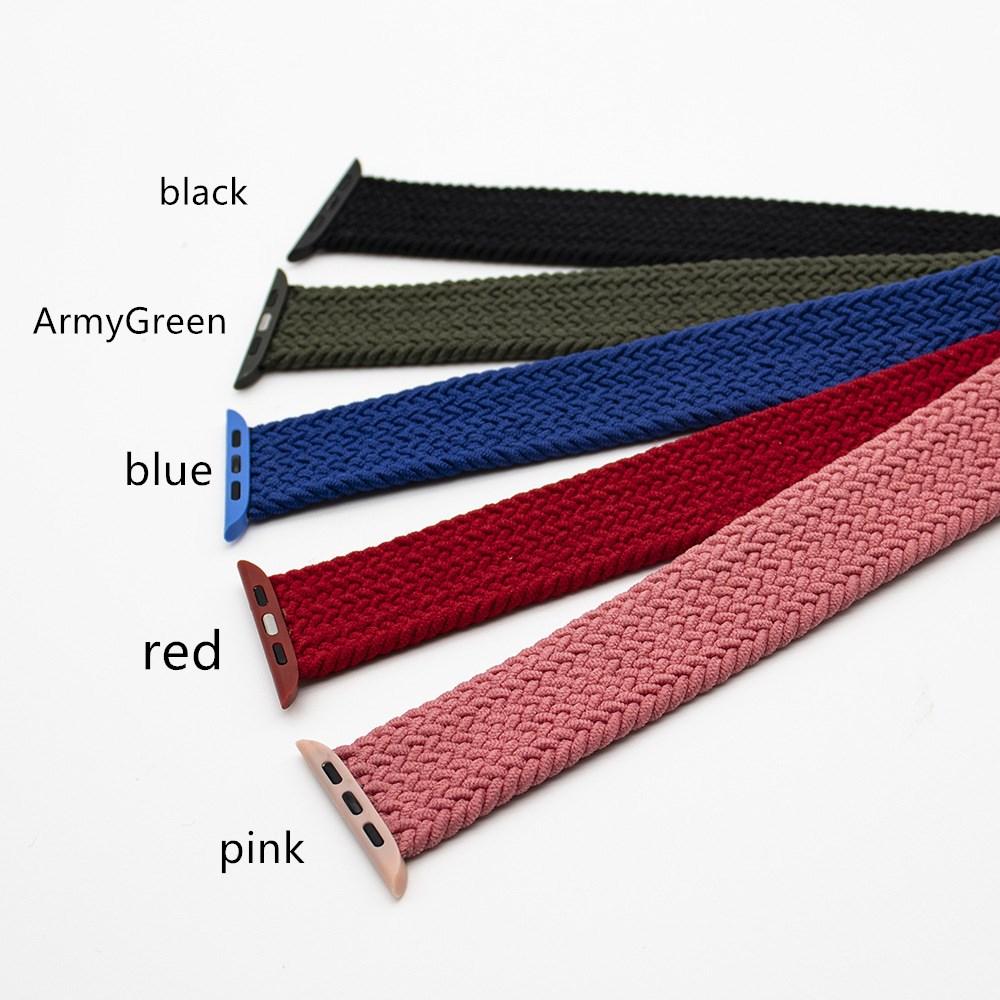 Nylon One-Piece Watch Strap Woven With Plastic Head Army Green L 38 40MM