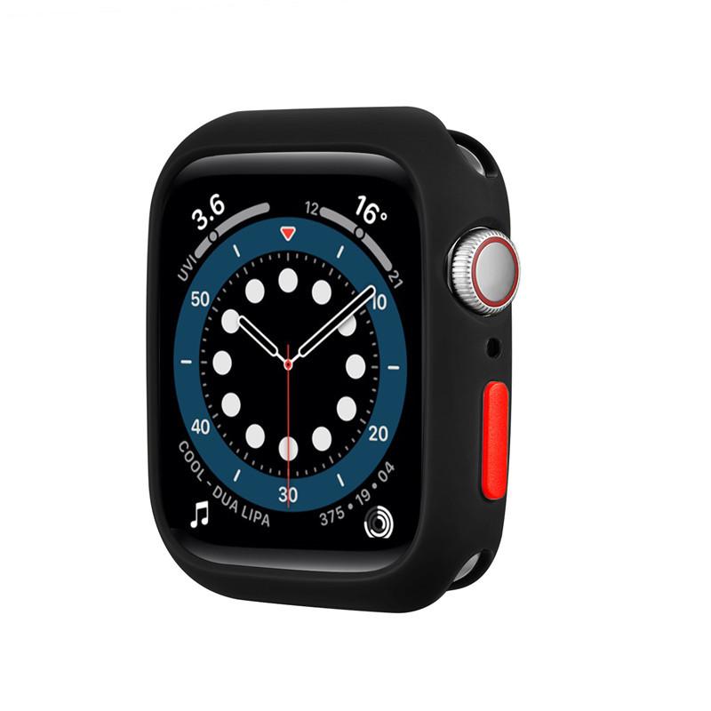Protective Cover 6th Generation Watch Shell Button Candy Cover Iwatch6 5 4 3 2 Black red 38mm