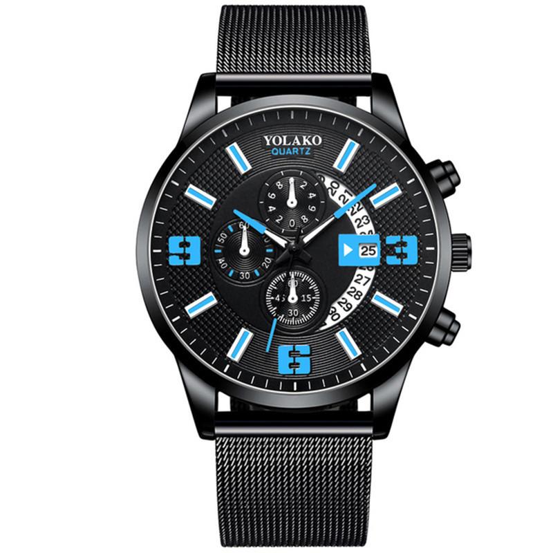 Fashion Three-eye Digital Watch With Calendar Black blue