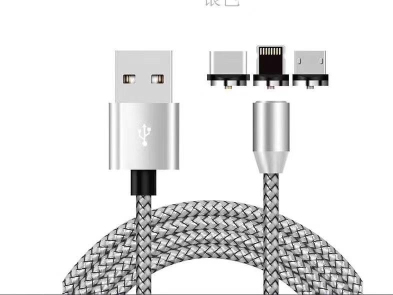 Three-in-one Magnetic Charging Cable Silver Android 1M