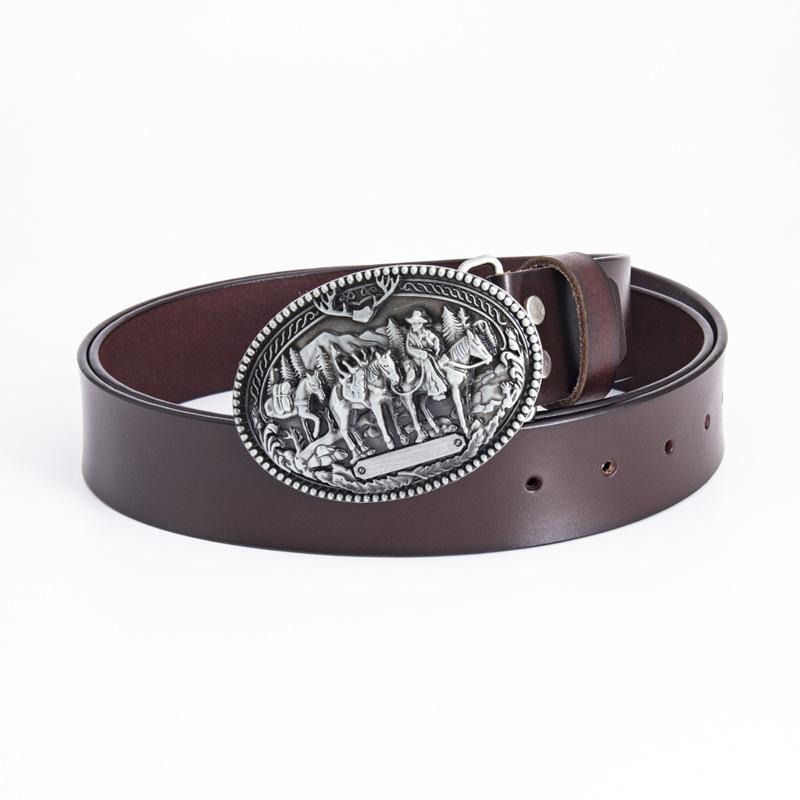Silver buckle coffee belt Connecting skin 110cm