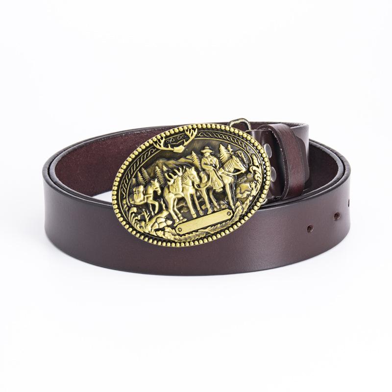 Gold buckle coffee belt Connecting skin 110cm