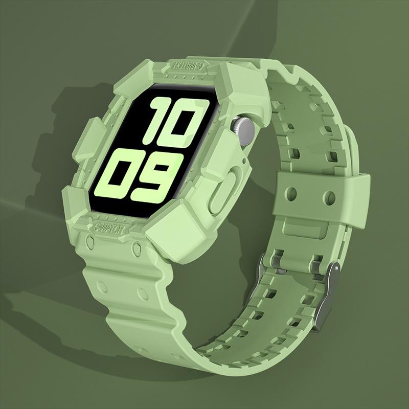 Suitable For Iwatch6 Apple Watch Strap Silicone Creative Watch Case With One Grass green 38mm