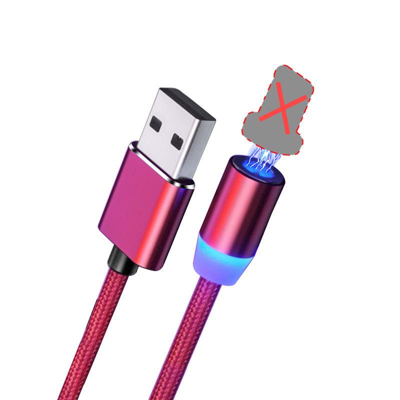 Magnetic Data Cable, Fast Charging, Flash Charging Tip, Car Charging Cable, Three In One Red 1meter noodle apple