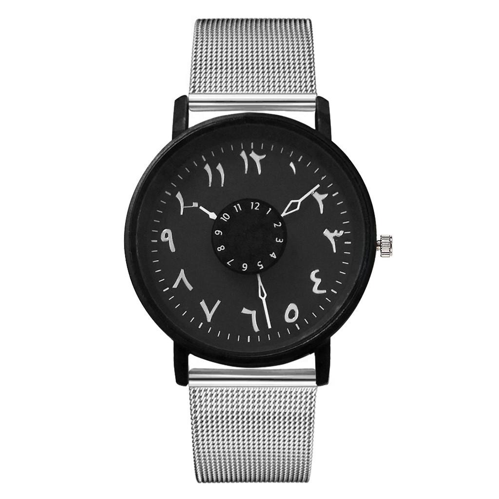 New Ultra-thin Mesh Belt Men's And Women's Casual Watch Silver black surface