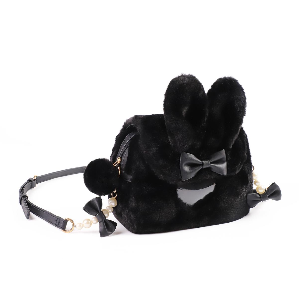 Girl Cute Everyday Sweet Pearl Messenger Handbag Black