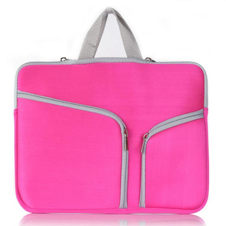 Colorful Multi-pocket Laptop Sleeve Bag Rose Red 10inches