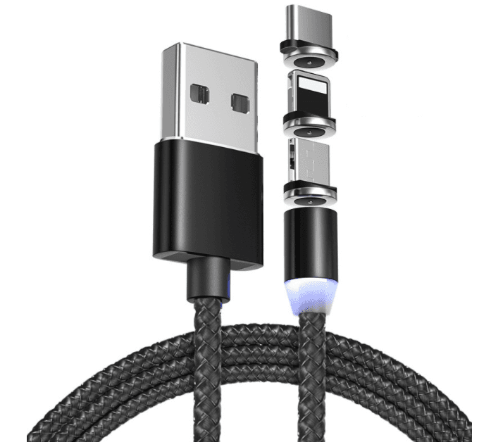 Three-in-one Magnetic Charging Cable Black Android 1M