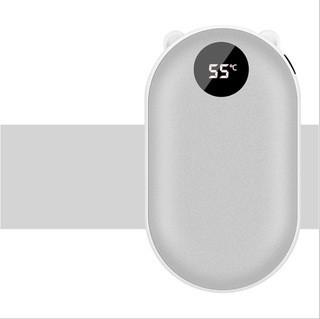 Rechargeable Mini Hand Warmer Power Bank Two-in-one Explosion-proof Portable Usb Digital display silver