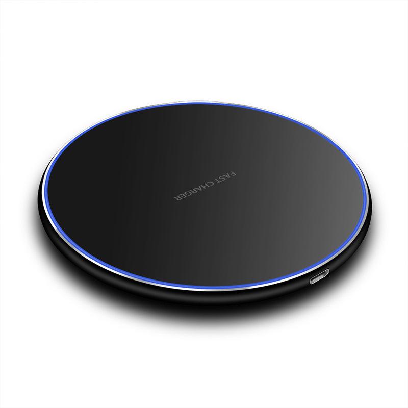 15W Fast Wireless Charger Disc Wireless Charging Base Black bare metal 15W USB