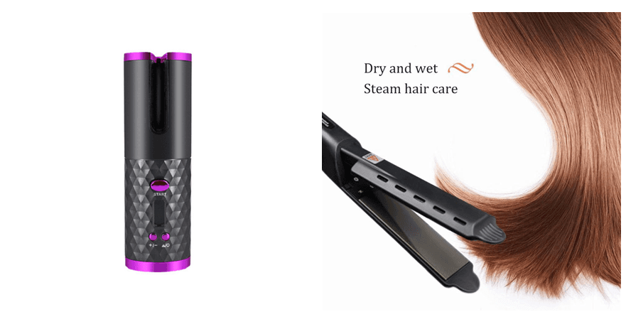 Portable Automatic Wireless Usb Charging Mini Curling Iron Grey set USB