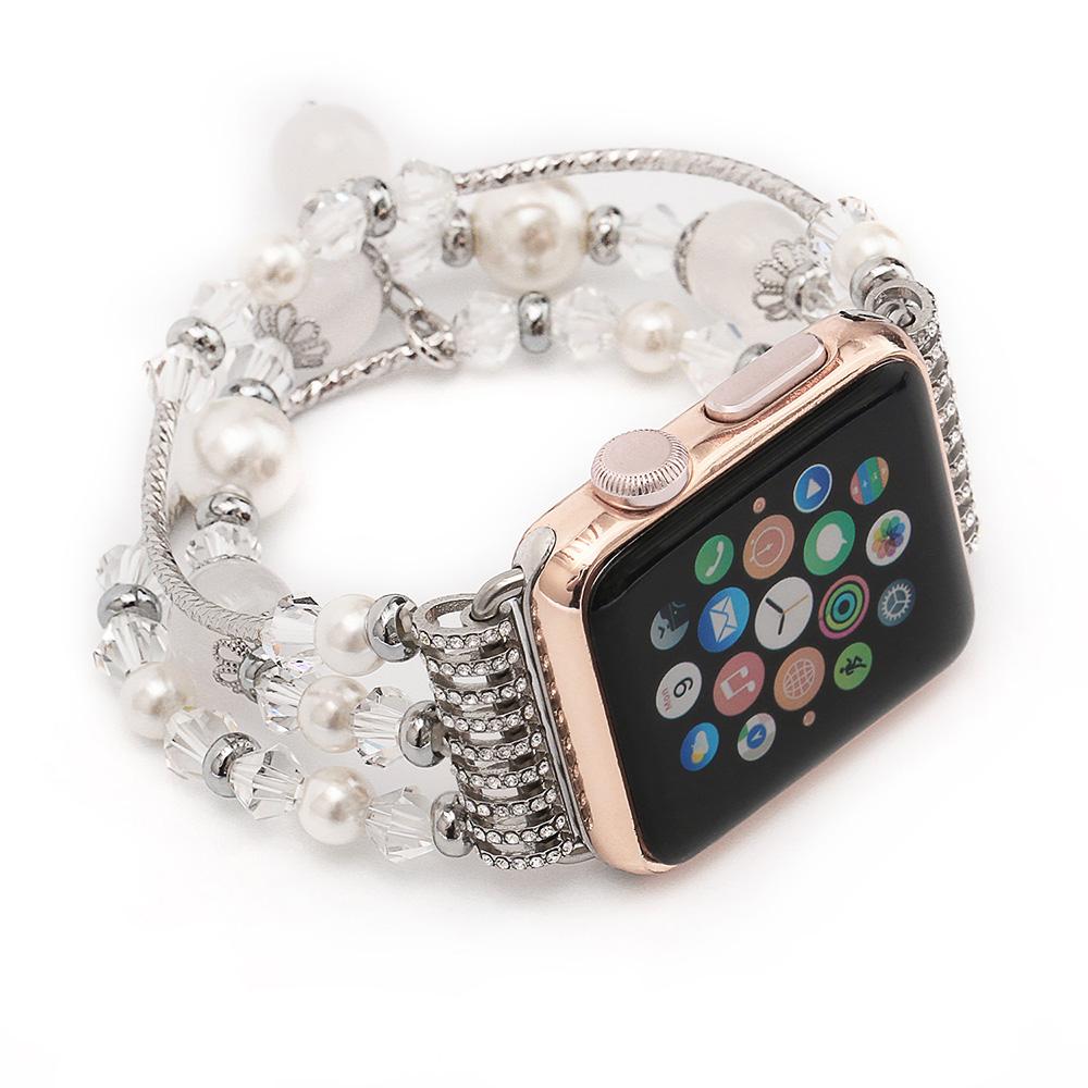 Agate Crystal Watch Band Jewelry Sports White onyx 40to38mm