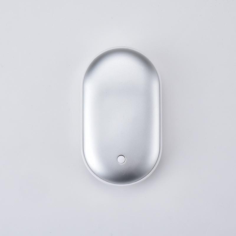 Rechargeable Mini Hand Warmer Power Bank Two-in-one Explosion-proof Portable Usb Titanium empty silver