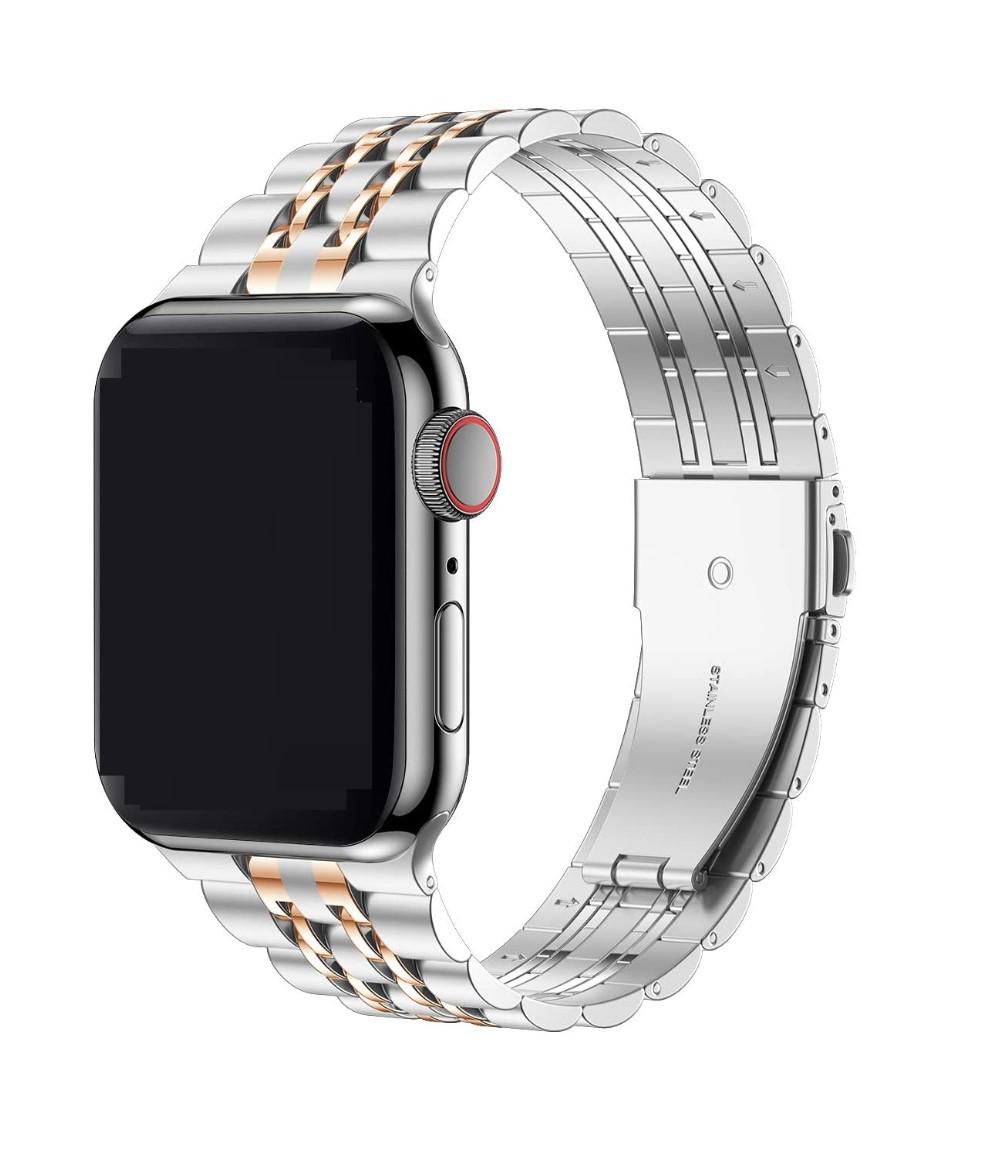 Seven-bead Stainless Steel Solid Metal Strap Silver rose gold