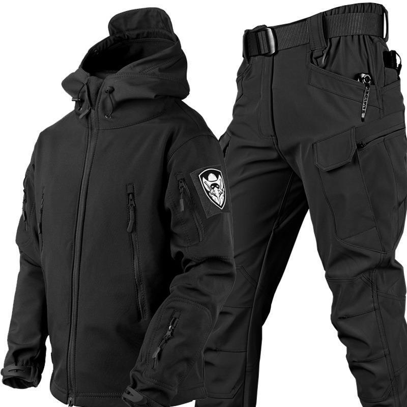 Outdoor Leather Thermal Suit Special Soldier Camouflage Black 2XL